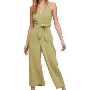 Aritzia Wilfred Ecoulement Jumpsuit Sleeveless Open Back Waist Tie Green size 4